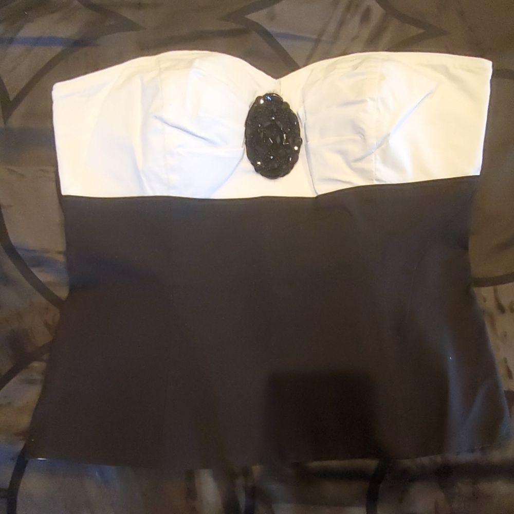 WHBM Black and white Jewel Accent Corset